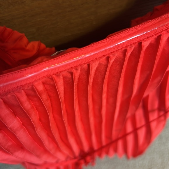 Express | Red Pleated Off-Shoulder Mini Dress | XS - Picture 6 of 9